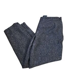 J.Crew Martie Slim Crop Pant Size 2 Gray Herringbone Wool Blend Sequin Sparkle